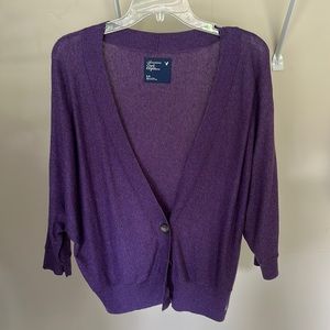 Purple 3/4 length sleeve cardigan